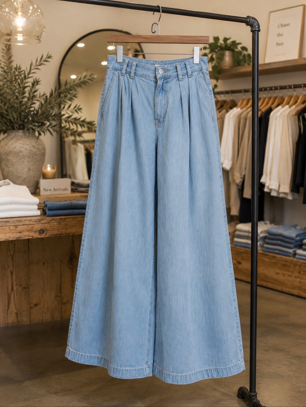 NWT - Hidden - Wide Leg 100% Tencel Light Wash Denim Pants - Picture 3 of 3